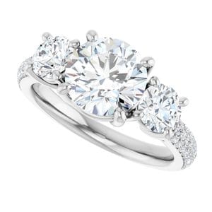 Rings 14K White  8 mm Round Engagement Ring Mounting