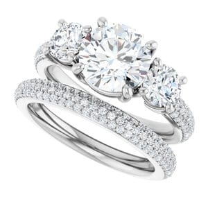 Rings 14K White  8 mm Round Engagement Ring Mounting