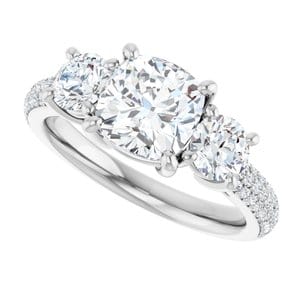 Rings Platinum  7 mm Cushion Engagement Ring Mounting