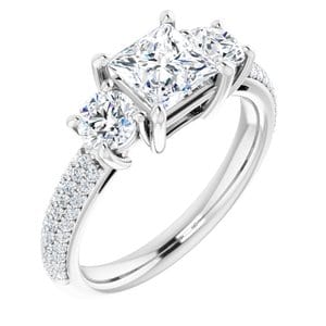 Rings 14K White  5.5 mm Square Engagement Ring Mounting