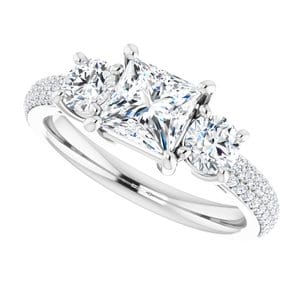 Rings 14K White  5.5 mm Square Engagement Ring Mounting