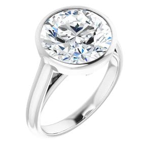 Rings 14K White  11 mm Round Engagement Ring Mounting