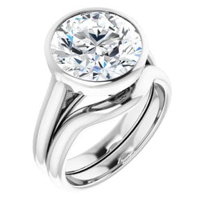 Rings 14K White  11 mm Round Engagement Ring Mounting