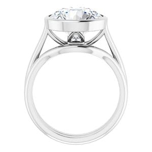 Rings 14K White  11 mm Round Engagement Ring Mounting