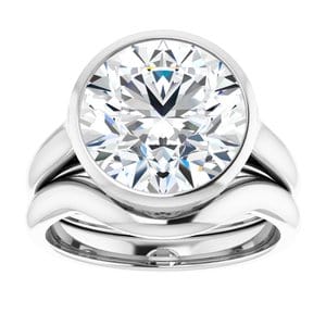 Rings 14K White  11 mm Round Engagement Ring Mounting