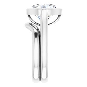 Rings 14K White  11 mm Round Engagement Ring Mounting