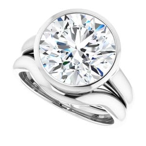 Rings 14K White  11 mm Round Engagement Ring Mounting
