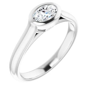 Rings 14K White  6x4 mm Oval Engagement Ring Mounting