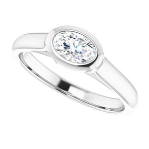 Rings 14K White  6x4 mm Oval Engagement Ring Mounting