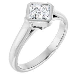 Rings 10K White  5 mm Square Engagement Ring Mounting