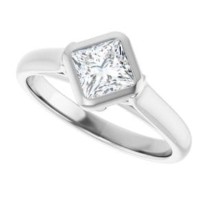 Rings 10K White  5 mm Square Engagement Ring Mounting