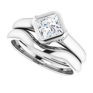 Rings 10K White  5 mm Square Engagement Ring Mounting
