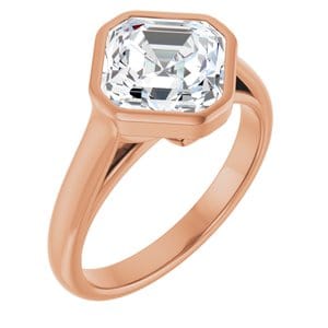 Rings 10K Rose  8 mm Asscher Engagement Ring Mounting