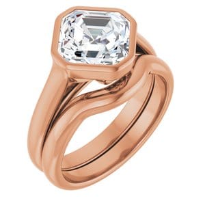 Rings 10K Rose  8 mm Asscher Engagement Ring Mounting