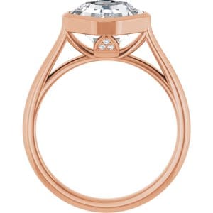 Rings 10K Rose  8 mm Asscher Engagement Ring Mounting