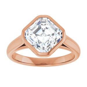 Rings 10K Rose  8 mm Asscher Engagement Ring Mounting