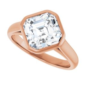 Rings 10K Rose  8 mm Asscher Engagement Ring Mounting