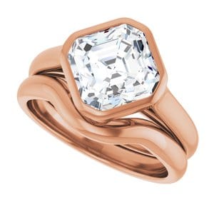 Rings 10K Rose  8 mm Asscher Engagement Ring Mounting