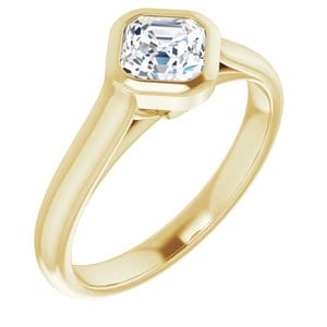 Rings 14K Yellow  5 mm Asscher Engagement Ring Mounting