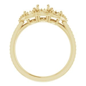Rings 14K Yellow 4.4 mm Round Three-Stone Halo-Style Engagement Ring Mounting