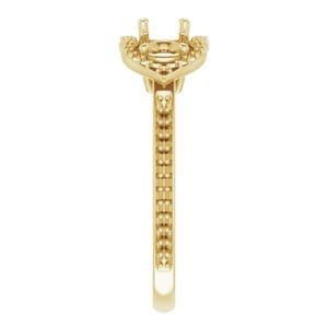 Rings 14K Yellow 4.4 mm Round Three-Stone Halo-Style Engagement Ring Mounting