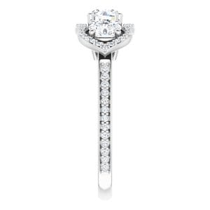 Rings 14K White 4.8 mm Round Three-Stone Halo-Style Engagement Ring Mounting