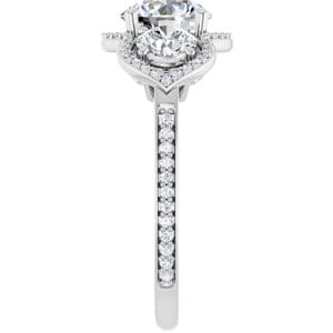 Rings 14K White 7 mm Round Three-Stone Halo-Style Engagement Ring Mounting