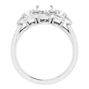 Rings 14K White 6 mm Round 1 CTW Natural Diamond Semi-Set Engagement Ring