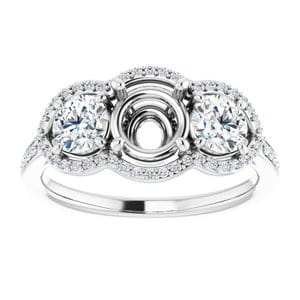 Rings 14K White 6 mm Round 1 CTW Natural Diamond Semi-Set Engagement Ring