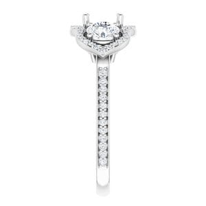 Rings 14K White 6 mm Round 1 CTW Natural Diamond Semi-Set Engagement Ring