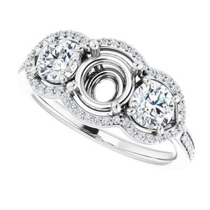 Rings 14K White 6 mm Round 1 CTW Natural Diamond Semi-Set Engagement Ring