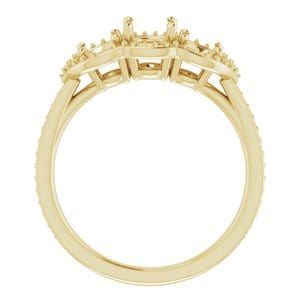 Rings 14K Yellow 5.2 mm Round Three-Stone Halo-Style Engagement Ring Mounting