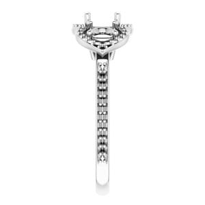 Rings 14K White 5.2 mm Round Three-Stone Halo-Style Engagement Ring Mounting