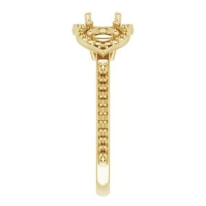 Rings 14K Yellow 5.2 mm Round Three-Stone Halo-Style Engagement Ring Mounting