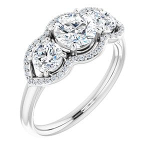 Rings 14K White 6 mm Round Engagement Ring Mounting