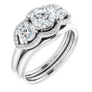 Rings 14K White 6 mm Round Engagement Ring Mounting