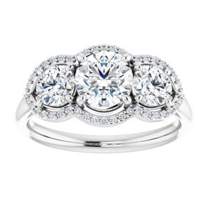 Rings 14K White 6 mm Round Engagement Ring Mounting