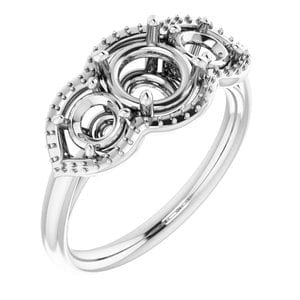 Rings 14K White 6.5 mm Round Engagement Ring Mounting