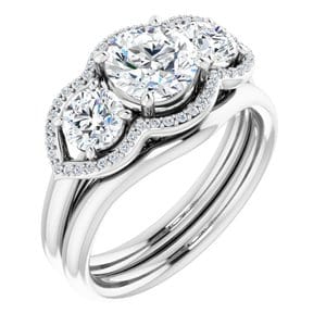 Rings 14K White 6.5 mm Round Engagement Ring Mounting