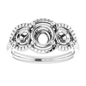 Rings 14K White 6.5 mm Round Engagement Ring Mounting