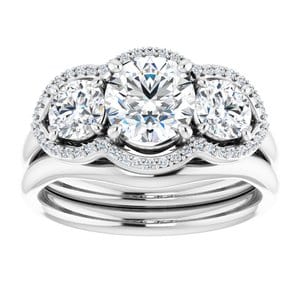 Rings 14K White 6.5 mm Round Engagement Ring Mounting