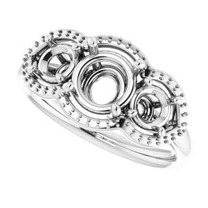 Rings 14K White 6.5 mm Round Engagement Ring Mounting
