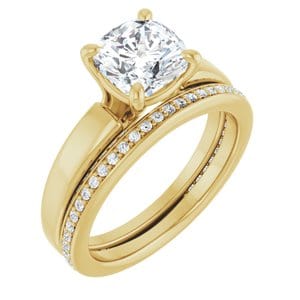 Rings 14K Yellow 7x7 mm Cushion Engagement Ring Mounting