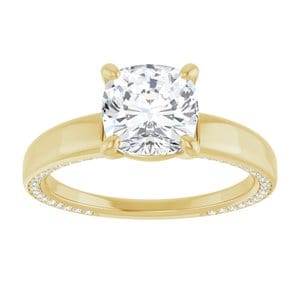 Rings 14K Yellow 7x7 mm Cushion Engagement Ring Mounting