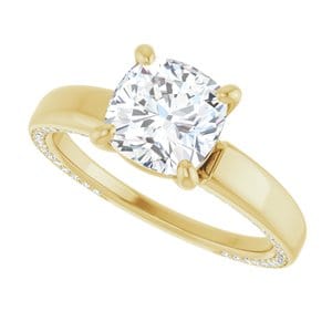 Rings 14K Yellow 7x7 mm Cushion Engagement Ring Mounting