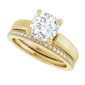 Rings 14K Yellow 7x7 mm Cushion Engagement Ring Mounting