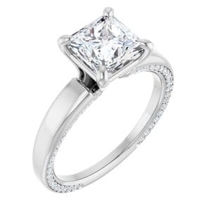 Rings 14K White 6.5 mm Square Engagement Ring Mounting