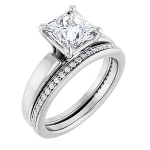 Rings 14K White 6.5 mm Square Engagement Ring Mounting