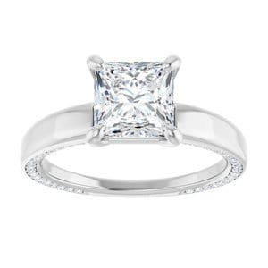 Rings 14K White 6.5 mm Square Engagement Ring Mounting
