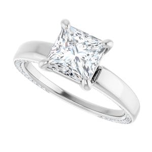 Rings 14K White 6.5 mm Square Engagement Ring Mounting